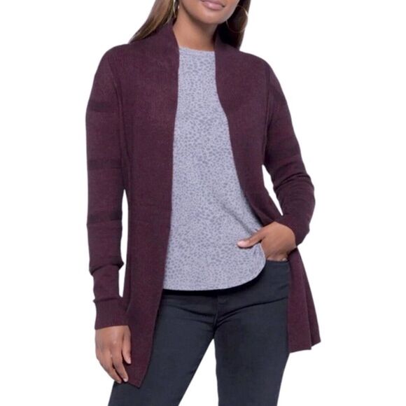 41 HAWTHORN Cardigan women’s small wine purple open front longline. - Picture 1 of 10